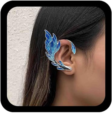 Cybche Punk Koi Fisch Ohrringe Blau Fisch Ohr Manschette Ohrringe Koi Karpfen Ohr Kletterer Manschette Ohrring Übertrieben Kletterer Crawler Ohrring Schmuck Für Frauen（left)
