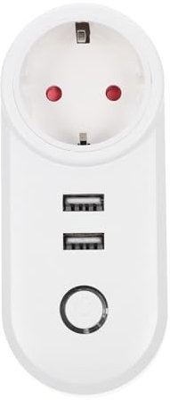 Mikikit Enchufe Inteligente Wifi con Doble USB Control Independiente Compatible con Dispositivos Móviles Diseño Compacto y Práctico para Hogar para Personas con Movilidad Reducida