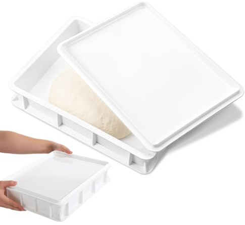 VALICLUD Stackable Pizza Dough Proofing Box with Lid 15.75X11.81X3.54 Inch Commercial Grade Dough Storage Container for Home and Bakery Moisture Retention Space-Saving Tray