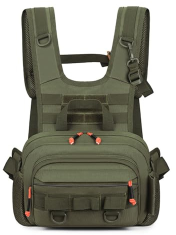 MiOYOOW Angel Brusttasche, wasserdichte Fliegenfisch Tasche mit Reflektierendem Design, Tactical Chest Rig Pack für Männer und Frauen Im Freien, Jagd, Wandern