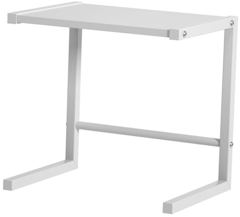 COLLBATH Support Micro-Ondes et Air Fryer Acier Blanc Organiseur Compact pour Plan de Travail Support Stable pour Petits Appareils Électroménagers Étagère de Cuisine Multifonctionnelle