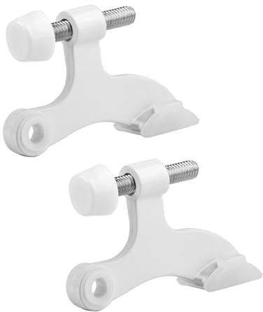Hsthe Sea 2 Pack Hinge Pin Door Stopper White - Adjustable Heavy Duty Hinge Pin Door Stop with White Rubber Bumper Tips