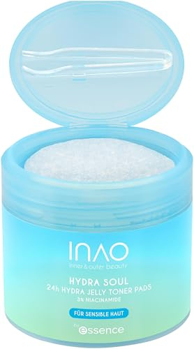 essence essence INAO inner and outer beauty Hydra Soul 24h Hydra Jelly Toner Pads by essence, pflegend, beruhigend, vegan, ölfrei, ohne Parfüm, ohne Alkohol, 1er Pack (70pcs)