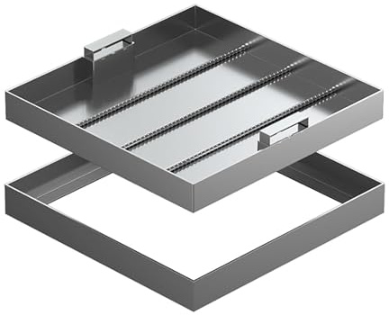 Schachtabdeckung 80x80 cm, Edelstahl-Schachtabdeckung, Versenktes Design mit Griff, Geeignet für Innenhöfe, Plätze und Einkaufszentren(80 cm/31.5 in)