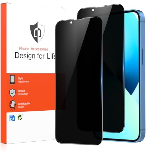 Yisica 2 Stück Sichtschutz Panzer Schutz Glas für iPhone 13/13Pro/14/16e/17e, Panzer Schutz Glas Folie Displayschutzfolie (2)