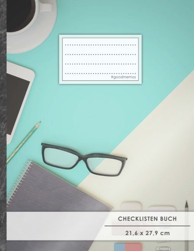 Checklisten-Buch: DIN A4 • 70+ Seiten, Soft Cover, Register, Influencer • #GoodMemos • 18 Checkboxen + Platz für Notizen/Seite (inkl. Register mit Datum uvm.)
