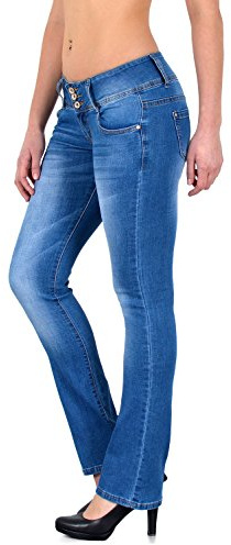 ESRA Bootcut Jeans Damen Low Waist Jeans Damen Stretch Schlaghose bis Übergröße B200