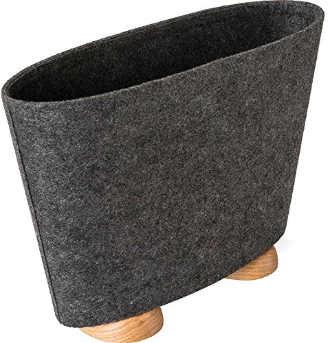 Pieperconcept AVIS, Accessoires, Zeitschriftenablage, Filz grau, Holzfuß Eiche Natur, Maße: H/T/B= 28cm-12cm-4cm