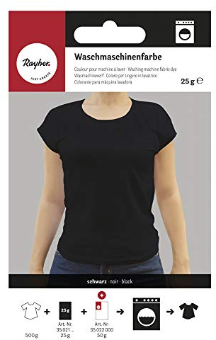 Rayher 35021576 Waschmaschinenfarbe, schawrz, Btl. 25 g, Textilfarbe Waschmaschine, Färbemittel Textilien