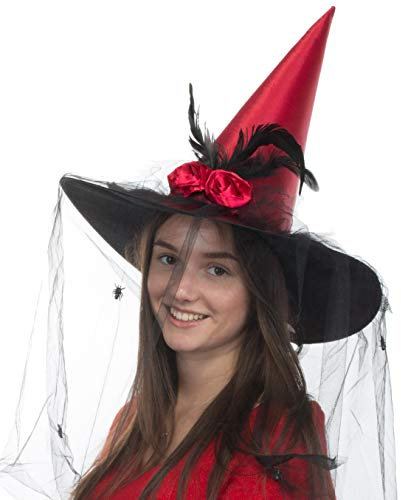 Brandsseller Hexenhut Damen Bordeaux Kopfbedeckung Karneval Fasching Halloween Größe: Ø ca. 42 cm