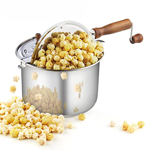 Cook N Home 02627 Popcorn Popcorn Pop-Corn Aluminium Bois Acier Inoxydable
