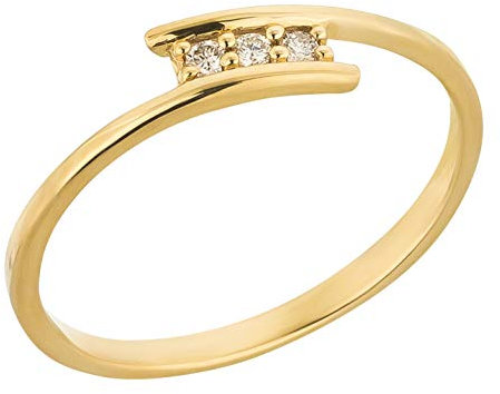 Ardeo Aurum Damenring aus 375 Gold Gelbgold mit 0,06 ct Diamant Brillant 3-Steine-Ring Verlobungsring