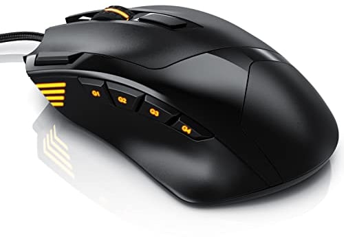 CSL - 4800 DPI Gaming Maus mit RGB Beleuchtung – optische Computermaus - 9 Tasten – 600-4800 DPI – 7 Farben – LED Farbwechsel – Huano Tasten – Makroprogrammierung – mit Software Treiber-CD – schwarz