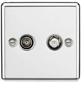 TV & SAT TV Outlet (Isolated) - Rounded Edge Polished Chrome CL014PC