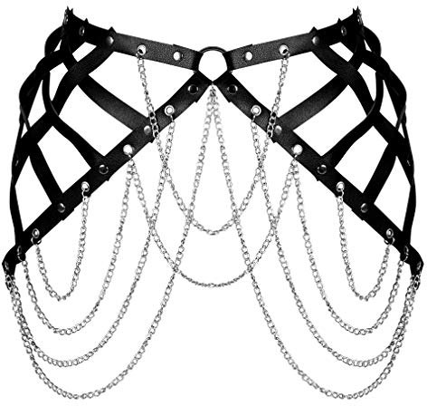 Damen Leder Body Harness Gürtel Karneval Punk Gothic Gürtel Tanz Halloween Kostüm Zubehör
