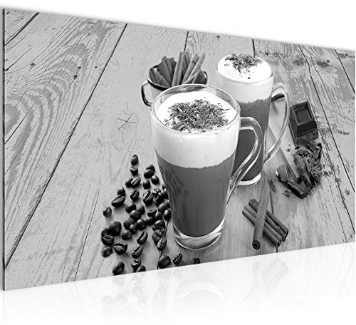 Runa Art Wandbild Küche Kaffee 1 Teilig 100 x 40 cm Modern Bild auf Vlies Leinwand Küchenbilder Esszimmer Küchenbilder Schwarz Weiss 014512c