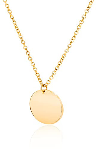 LENIRA® Plättchen Halskette zarte Coin Kette für Damen aus Edelstahl mit Gold und Roségold überzogen Kettenlänge verstellbar 40-45 cm (Gold)