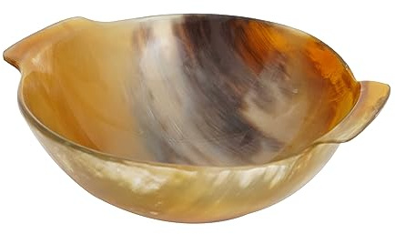 Mythrojan Hand Crafted Small Serving Natural Ox Horn Bowl Diameter 5