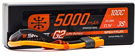 Spektrum SPMX53S100H3 5000mAh 3S 11.1V Smart G2 Hard Case LiPo 100C IC3, Multi