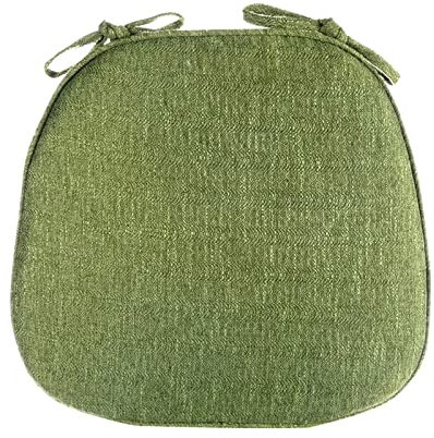 Yadlan Stuhlkissen 40x40 mit Bändern 6er Set, Sitzkissen Outdoor Gartenstuhl, Sitzpolster Stuhl Trapez Sanft, Halbrund Baumwolle und Leinen Dick Stuhlauflage Grün