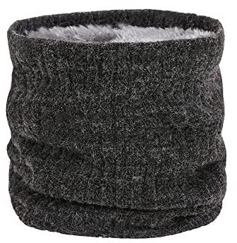 HGDGears Fleece Halswärmer Winddicht Thermo Gestrickt Schlauchschal für Herren Damen Dicker Winter Kaltes Wetter Gestrickter Kreis Schal für Outdoor Sport(grau)