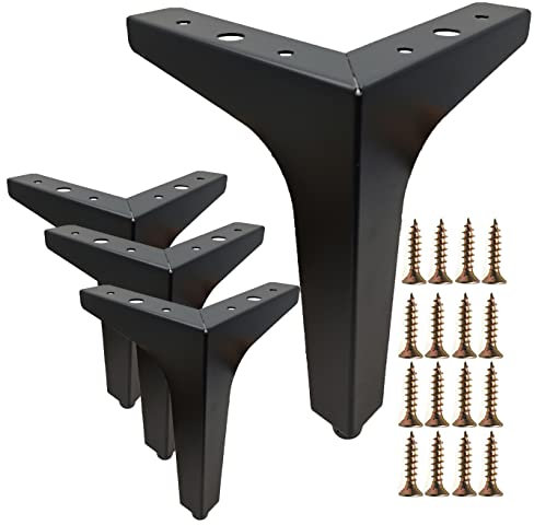 Mimhooy 6.7 inch / 17cm Furniture Legs Set of 4 Metal Furniture Legs Modern Triangle Feet Matte Black for Sofa Cabinet Cupboard Couch Chair Ottoman