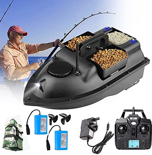 Waterproof RC Bait Boat for Carp Fishing, Intelligent Fishing Bait Boat RC, 500M Remote Control 3-Way Baiting GPS Postion Auto Cruise with 12000Mah Battery and Storage Bag