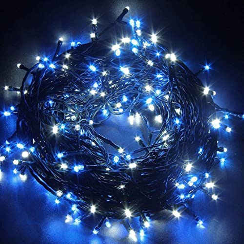 Safe Voltage 100/200/300/400/500 Bright LEDs 10M/20M/30M/40M/50M String Fairy Lights for Christmas Tree Party Wedding Events (8 Operation Modes) (500 LED 50M, Blue&White)