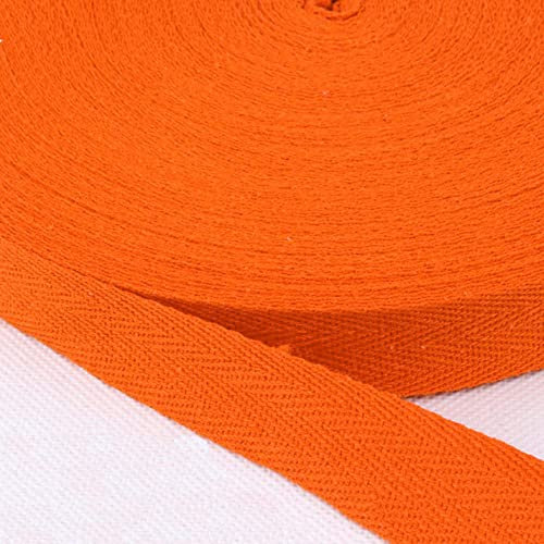 Baumwolle Schrägband,25 Yards x 10mm Einfassband Köperband Nahtband Baumwollband Textilband Fischgrätenband Köperband Wimpelband Twillband Webbing Band für Schneidern DIY-Nähen Basteln,Orange