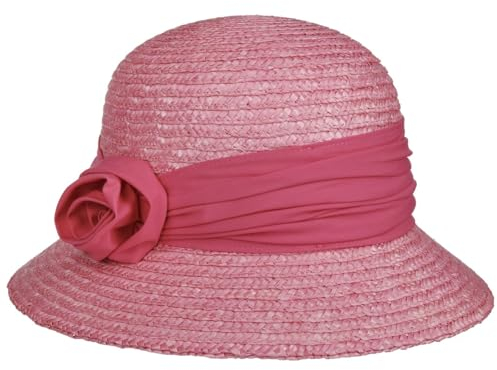 Seeberger Sombrero de Paja Kassida decoración Flores cloché (Talla única - Pink)