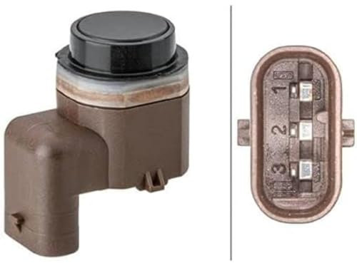 HELLA 6PX 358 141-821 Sensor, Einparkhilfe - gewinkelt - 3-polig - gesteckt - überlackierbar - mit Befestigungsring