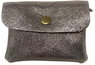 Chicca Borse Portamonete in Pelle Donna Porta Carte borsello portafogli piccolo (Oro Scuro Metallico)