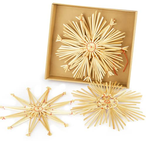 4X Strohsterne XXL Ø 20 cm Christbaumschmuck groß zu Weihnachten I optimale Weihnachtsbaumanhänger schöner Baumschmuck für Ihren Weihnachtsbaum aus Stroh