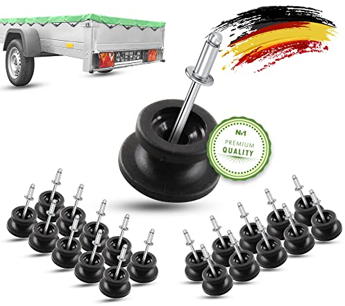 Boutons de bâche universels Jagano® avec Rivets aveugles (20 pièces) pour Votre remorque Crochets de bâche en Plastique pour la paroi latérale de la remorque pour Fixer Le Filet et la bâche.