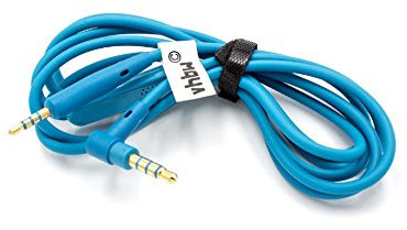 vhbw Audio AUX Kabel kompatibel mit Bose QuietComfort QC35-2 Kopfhörer - Audiokabel 3,5 mm Klinkenstecker, Mikrofon, Rufannahme-Taste, Blau