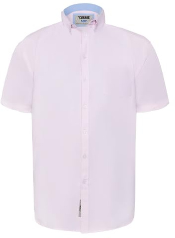 D555 James Basic Oxford Kurzarmhemd in Übergröße in 5 Farben 2XL bis 6XL, rose, 5XL