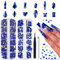 Canvalite 2398Pcs Blue Rhinestones Nail Gems for Nail Art, 12 Styles 3D Glass Crystals Nail Rhinestones Shiny Multi Shape Flatback Face Gems with Rhinestones Picker and Tweezers Nail Art Tools