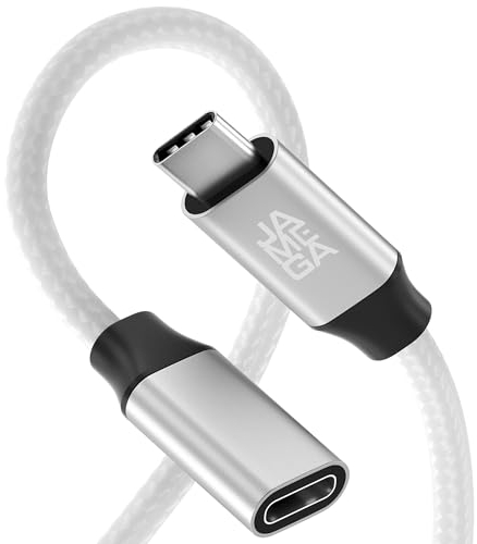 JAMEGA - USB C 3.2 Verlängerungskabel 10Gbps 60W 4K@60Hz Videoübertragung Weiß 1m | Kompatibel mit iPhone 15 Pro Max iPad Pro Air Samsung Macbook Tablets Huawei uvm.