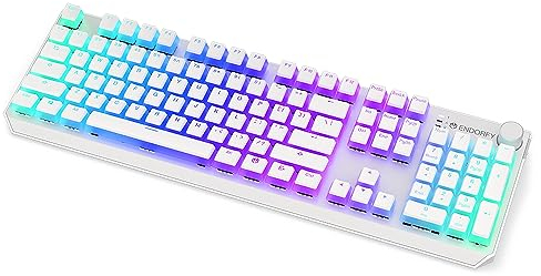 ENDORFY Thock Wireless Red Onyx White Pudding, Stylish White Design, Bluetooth and 2.4GHz Wireless connectivity, Full Size Mechanical Keyboard, PBT Double-Shot keycaps, QWERTY Layout | EY5A120