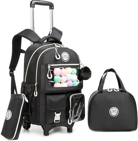 HTgroce Kinder Trolley Rucksack Schultasche Schulranzen Mädchen schultrolleys Schulrucksack Kinderkoffer Rolling Reisegepäck Mehrfachtaschen
