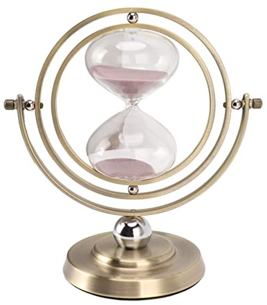 Globus-Sanduhr-Timer 15/30 Minuten, Glas-Timer mit Drehbarem Ständer, Dekorative Sanduhr-Skulptur-Verzierung für das Heimbüro(M 227x401x85mm-30 Minuten)
