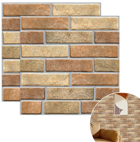 YapitHome 10 Stücke 3D Wandpaneele Selbstklebende Ziegel Tapete Steintapete Selbstklebend 30x30cm 3D Wall Panel für Badezimmer,Wohnzimmer,Küche,Schlafzimmer