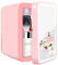 SHTALHST Mini Fridge With LED Mirror, 8L/8can, Mini fridge for Bedrooms, AC/DC, Skincare Fridge, for Skincare, Drinks, Makeup and Food, Bedroom,Car and Office, Pink