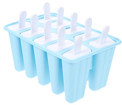 Cabilock 10cuadrículas Moldes De Hielo De Silicona Reutilizables Para Helados Cavidades Para Para Verano Perfectos Para Jugos Yogur y Pudding Moldes De Paletas