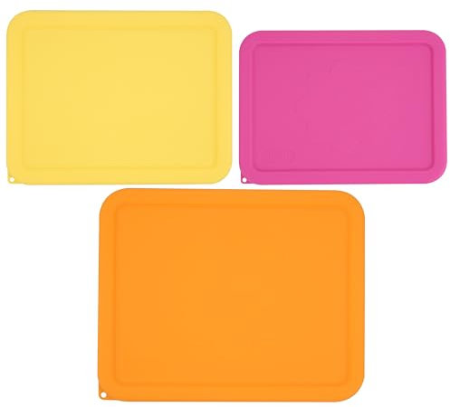 VIOTIIN 3 Cup 6 Cup 11 Cup Rectangle Silicone Storage Cover Lids Replacement for Pyrex 7210-PC, 7211-PC, 7212-PC Glass Bowls, (Container not Included) 3 Pack, Microwave, Dishwasher and Freezer Safe