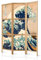 murando - Paravent Innen Raumteiler Holz Welle 135x172 cm 3-teilig Japanische Trennwand Raumtrenner Room Divider Mobiler Sichtschutz Spanische Wand Raum Abtrennung Botanik Natur p-B-0009-bh-d