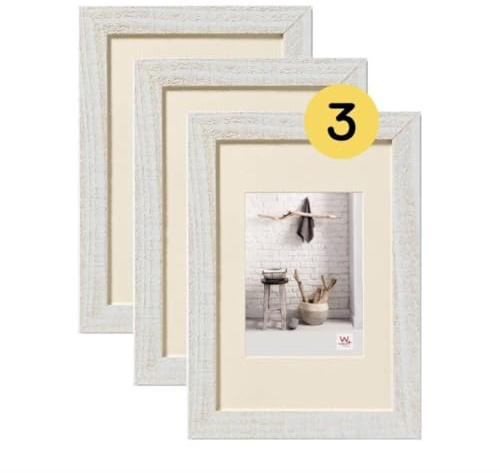 walther design Home HO030V3 Wooden Picture Frames, 20 x 30 cm, Polar White, Pack of 3