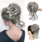 Sofeiyan Haarteil mit Gummiband Gelockt Dutt Haarteil Mit Haaren Hochsteckfrisuren Synthetisch Messy Bun Haar Tousled Updo Haarteile für Frauen Mädchen, Schwarz Mix Grau Tips