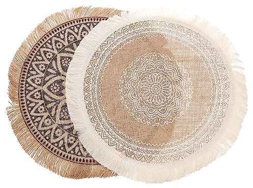 FUNOMOCYA 2stücke Platzset Abwaschbar Rund Esstischmatten Runde Tischsets Für Kaffeestation-zubehör Gemusterte Tischsets Wiederverwendbar Moderne Tischdekorationen Für Esszimmer