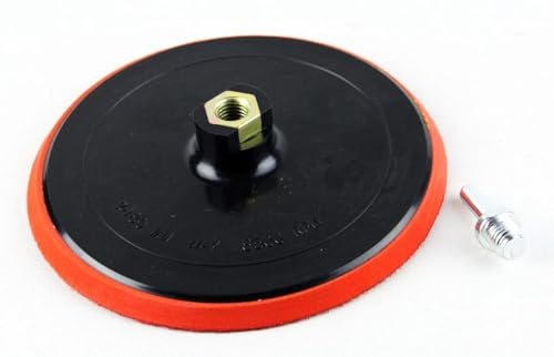 Schleifteller für Winkelschleifer mit Klettverschluss - 100 mm/115 mm/125 mm/150 mm/180 mm - Mittelanschluss 45 mm mit Stützmutter 12 mm (150 mm, Kunststoff)